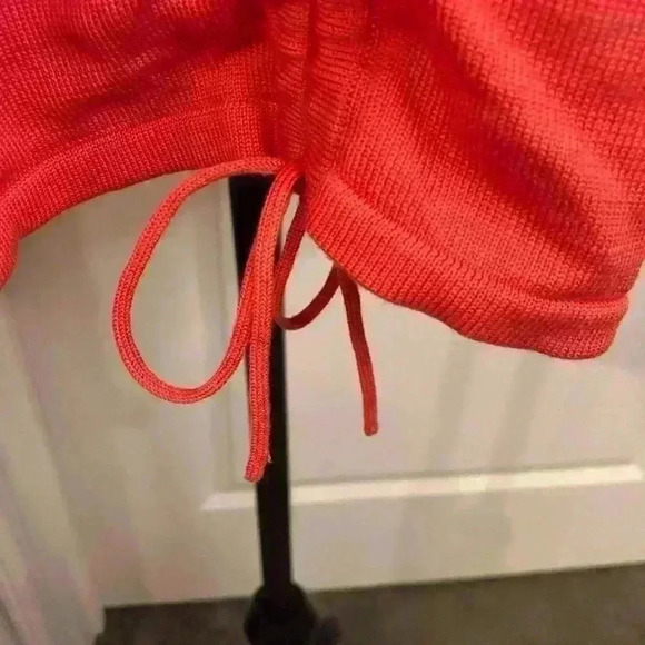 Randolph Duke The Look Silk Blend Orange Blouse  Large S/S drawstring bottom - Picture 2 of 4